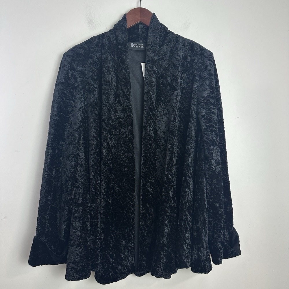 Maggie Barnes Crushed Velvet Jacket Plus 1X Black Goth Witchy Whimsigoth NWT